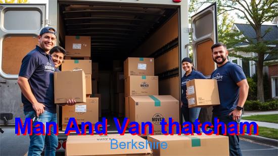 Man with a van team preparing items for a Thatcham move