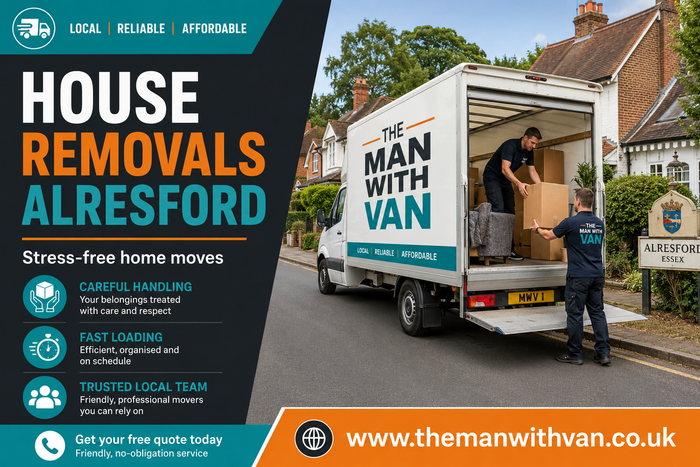 House removals team carrying furniture in Alresford