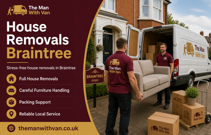 House removals team carrying furniture in Braintree