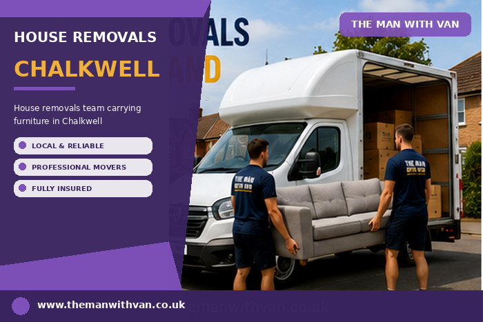 House removals team carrying furniture in Chalkwell