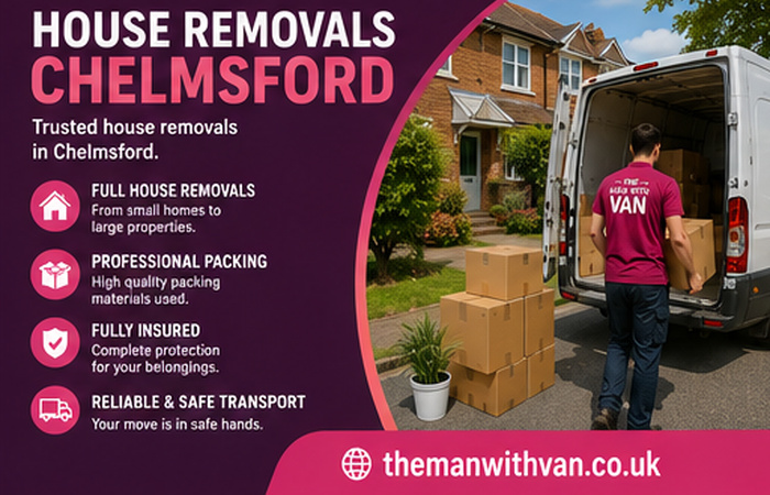 House removals team carrying furniture in Chelmsford