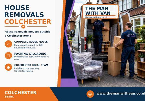 House removals team carrying furniture in Colchester