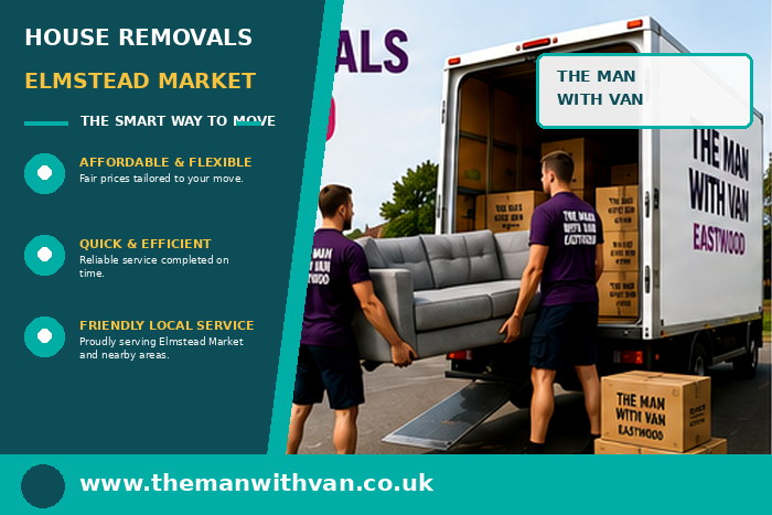 House removals team carrying furniture in Elmstead Market