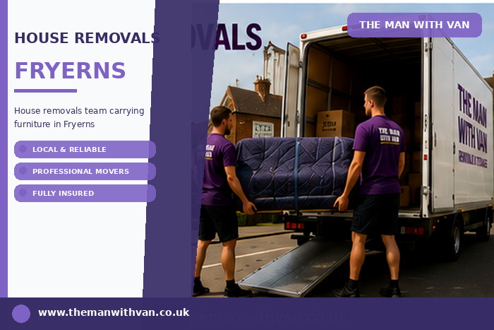 House removals team carrying furniture in Fryerns