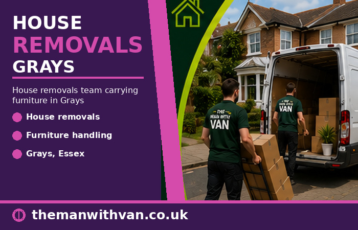 House removals team carrying furniture in Grays