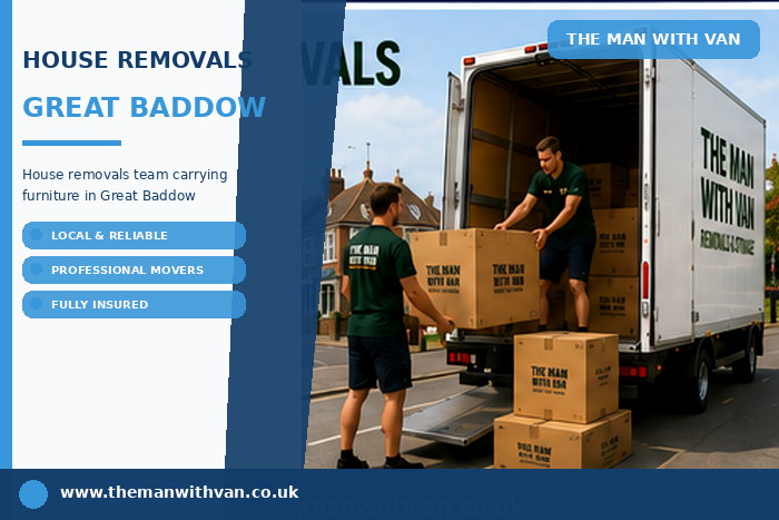 House removals team carrying furniture in Great Baddow