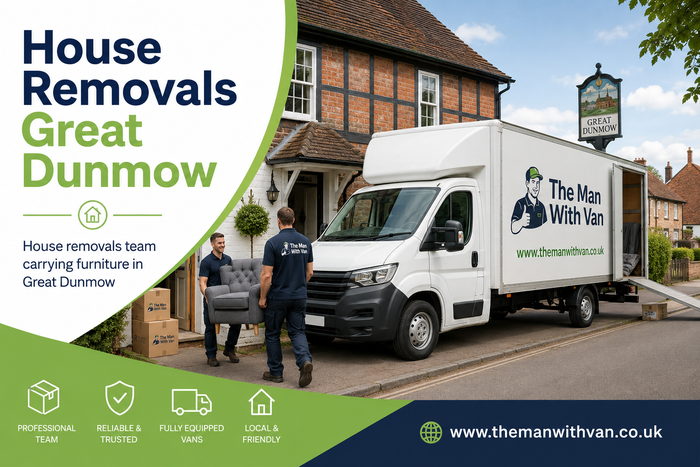House removals team carrying furniture in Great Dunmow