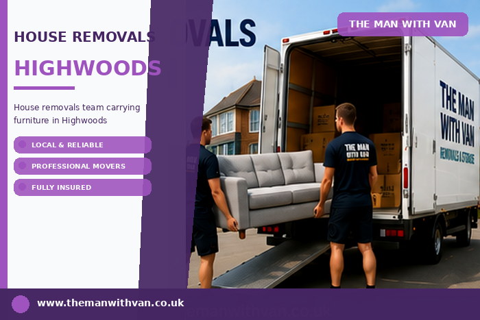 House removals team carrying furniture in Highwoods