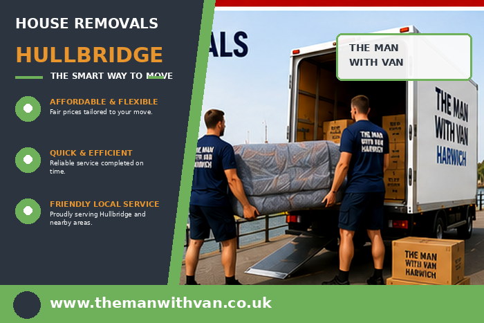 House removals team carrying furniture in Hullbridge