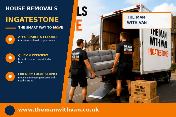 House removals team carrying furniture in Ingatestone