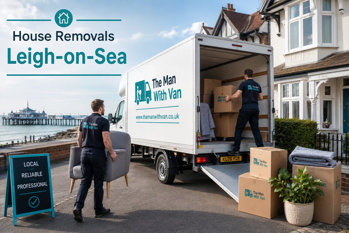 House removals team carrying furniture in Leigh-on-Sea