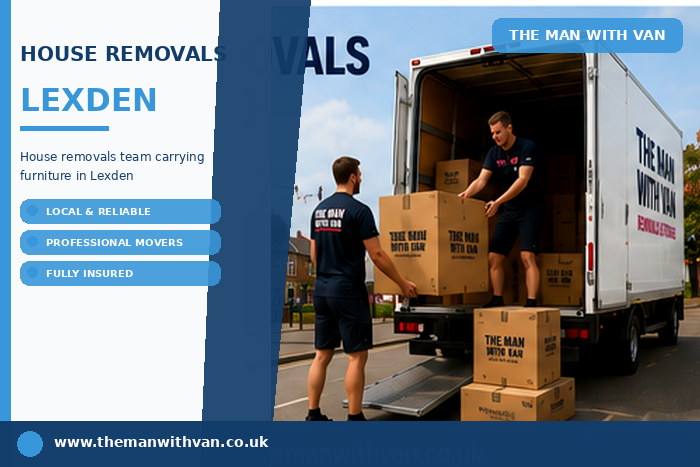 House removals team carrying furniture in Lexden
