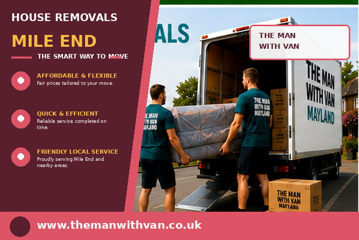 House removals team carrying furniture in Mile End