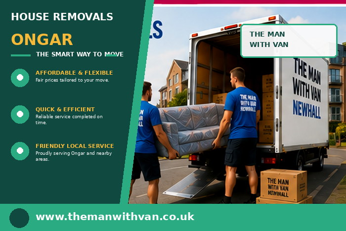 House removals team carrying furniture in Ongar