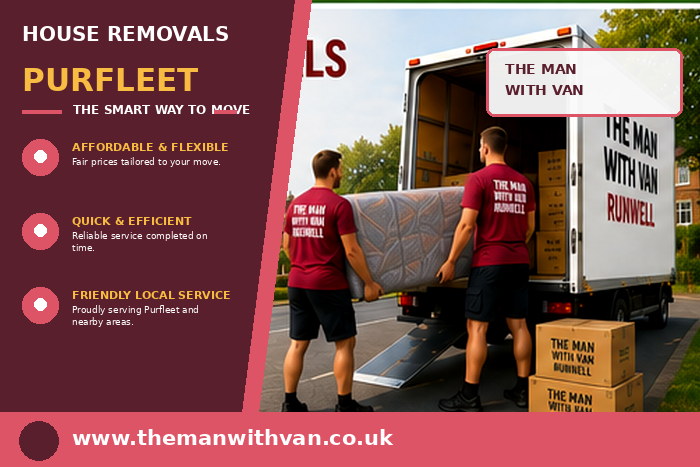 House removals team carrying furniture in Purfleet