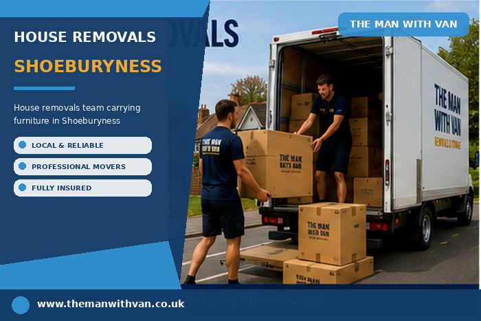 House removals team carrying furniture in Shoeburyness