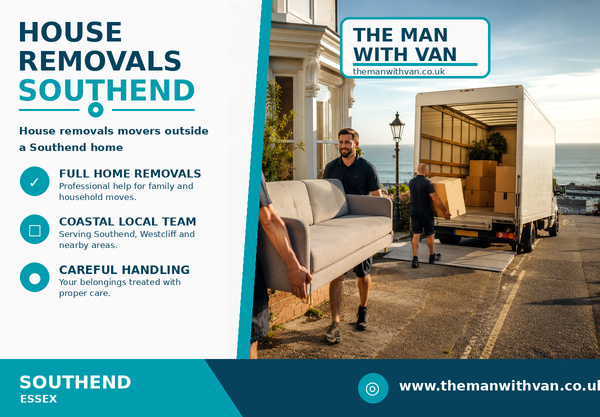 House removals team carrying furniture in Southend-on-Sea
