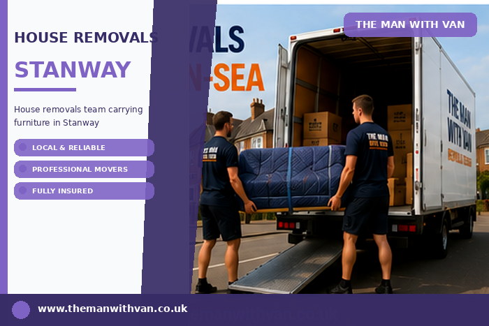 House removals team carrying furniture in Stanway