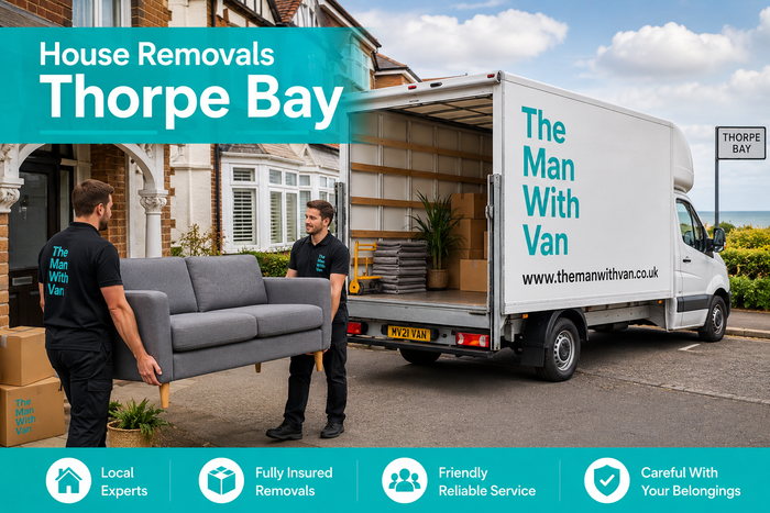 House removals team carrying furniture in Thorpe Bay