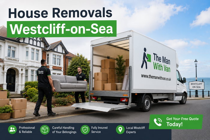 House removals team carrying furniture in Westcliff-on-Sea