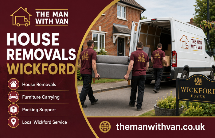 House removals team carrying furniture in Wickford