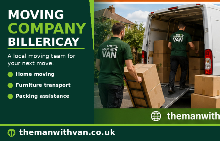 Billericay moving company van and movers loading in Essex