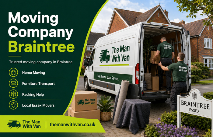 Braintree moving company van and movers loading in Essex