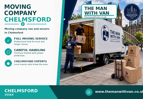 Chelmsford moving company van and movers loading in Essex