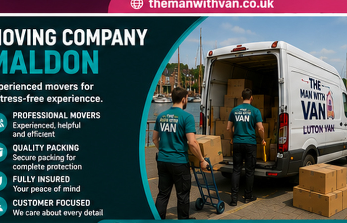 Maldon moving company van and movers loading in Essex