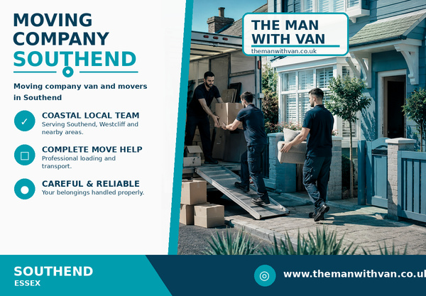 Southend moving company van and movers loading on the Essex coast
