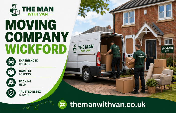 Wickford moving company van and movers loading in Essex