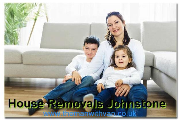 Moving crew carrying furniture during a Johnstone house move