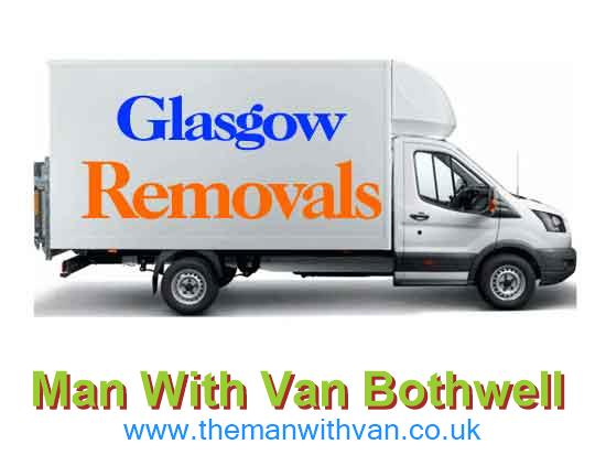 White removal van parked outside a property in Bothwell during a house move