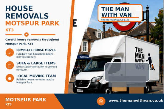 House removals in Motspur Park, KT3