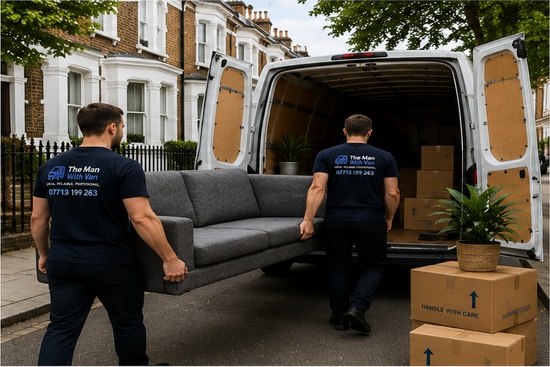 A man with a van at work in London, showing what you pay for