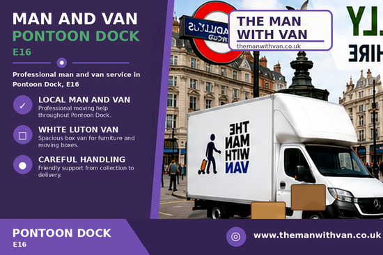 Man and van in Pontoon Dock, E16