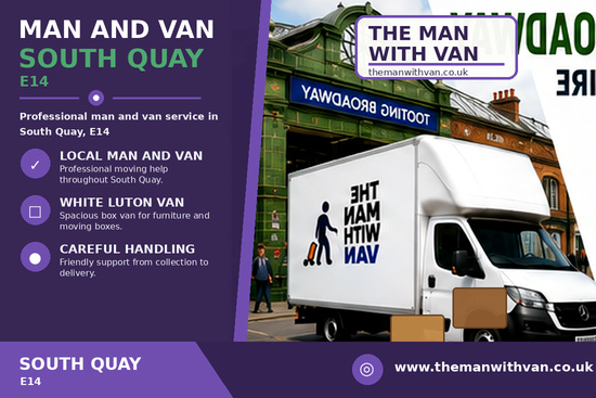 Man and van in South Quay, E14