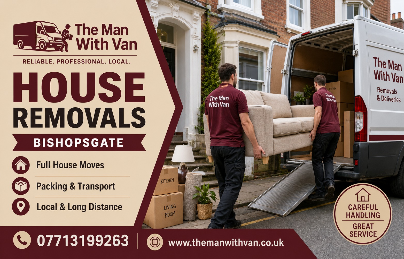 Man with a van removal company in Bishopsgate, EC2