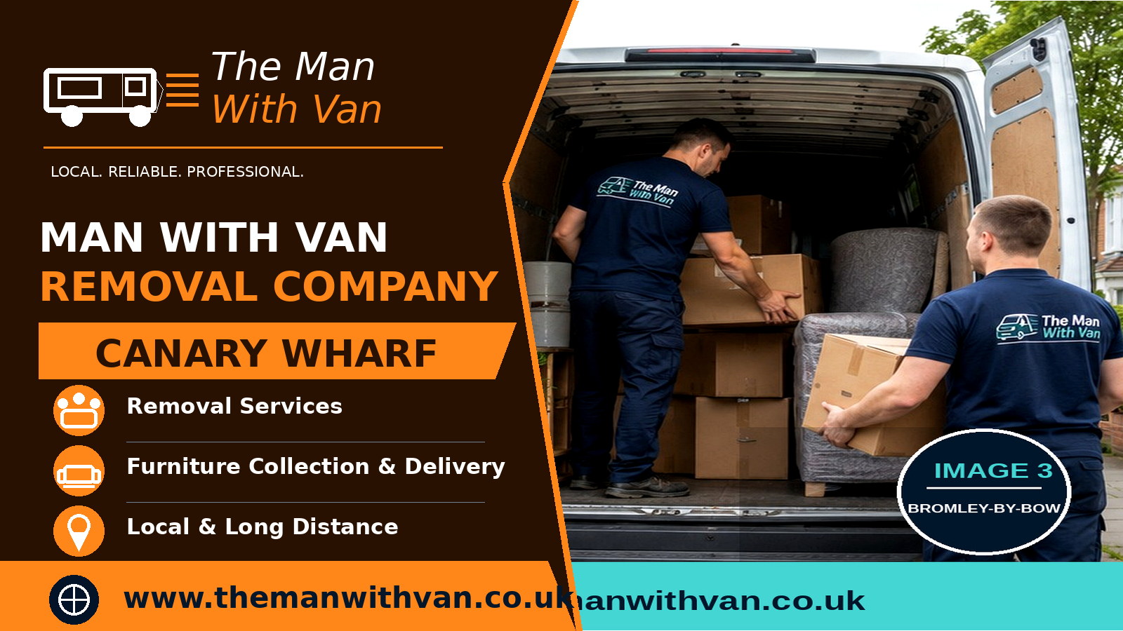 Man with a van removal company in Canary Wharf, E14