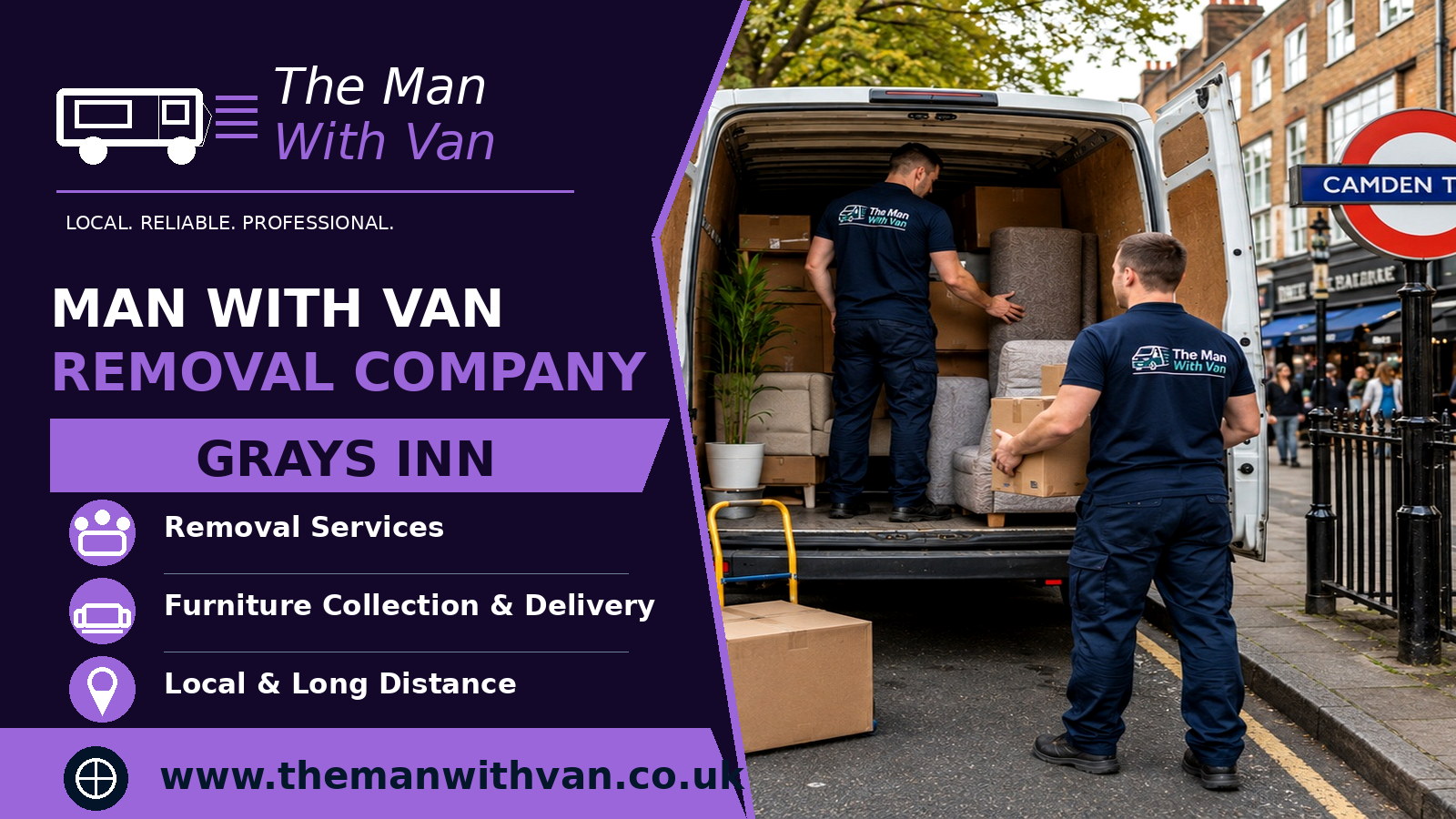 Man with a van removal company in Gray's Inn, WC1