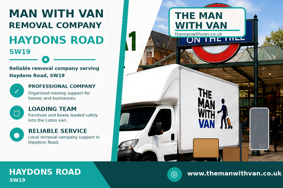 Man with a van removal company in Haydons Road, SW19