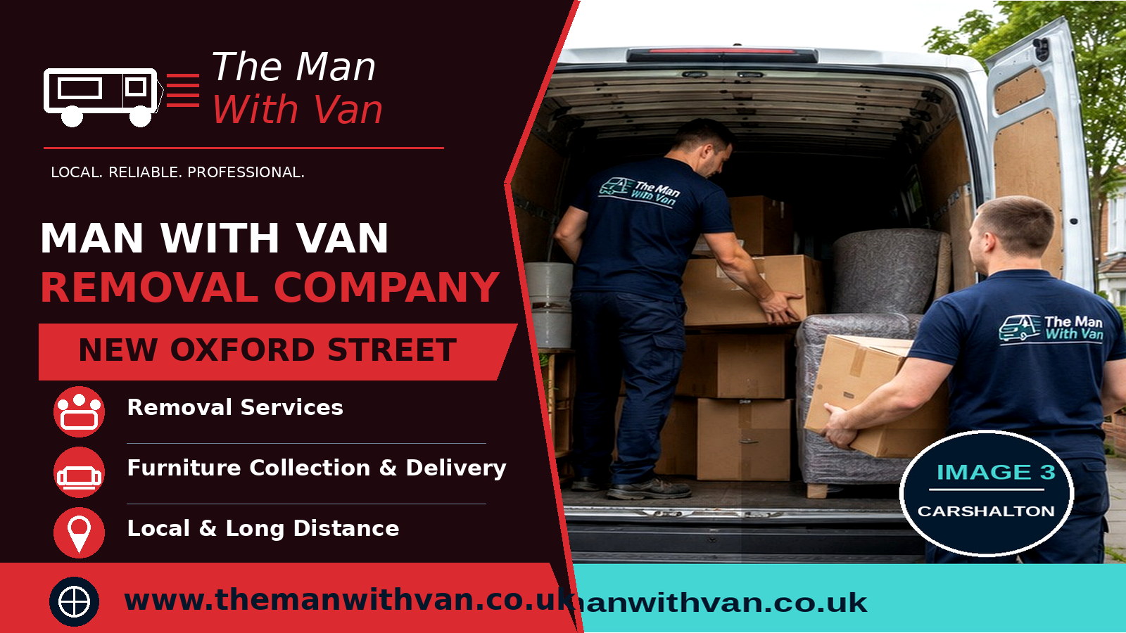 Man with a van removal company in New Oxford Street, WC1