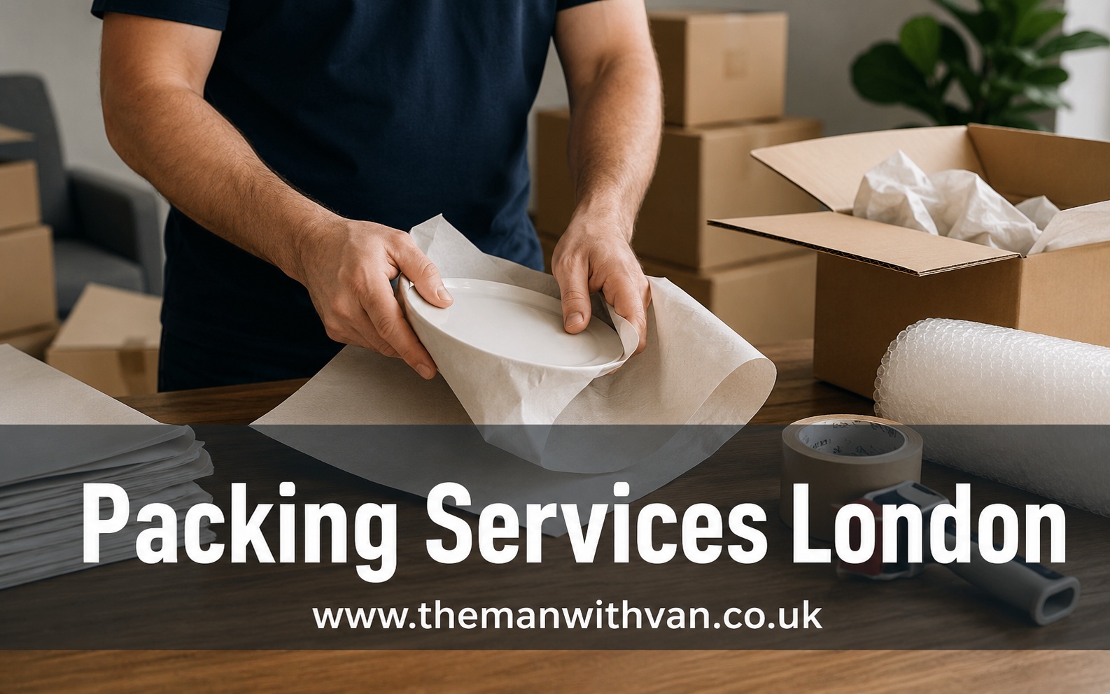 Packing services in London, fragile items being wrapped for a move