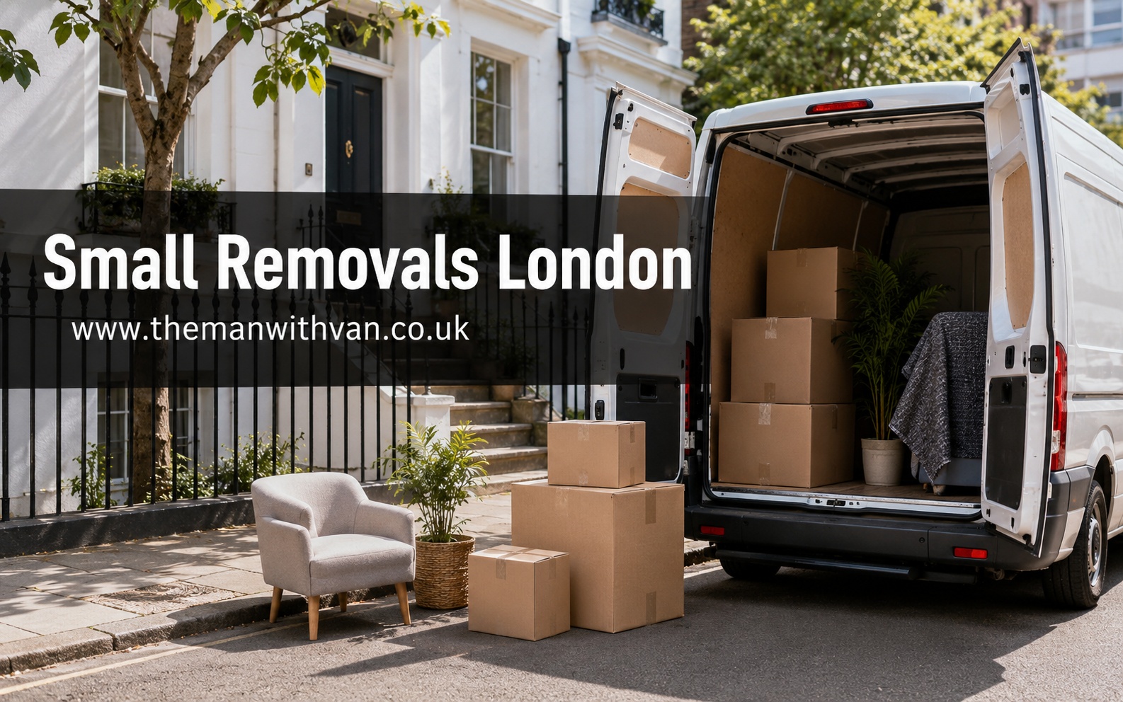 Man with a van doing a small removal with a few boxes in London