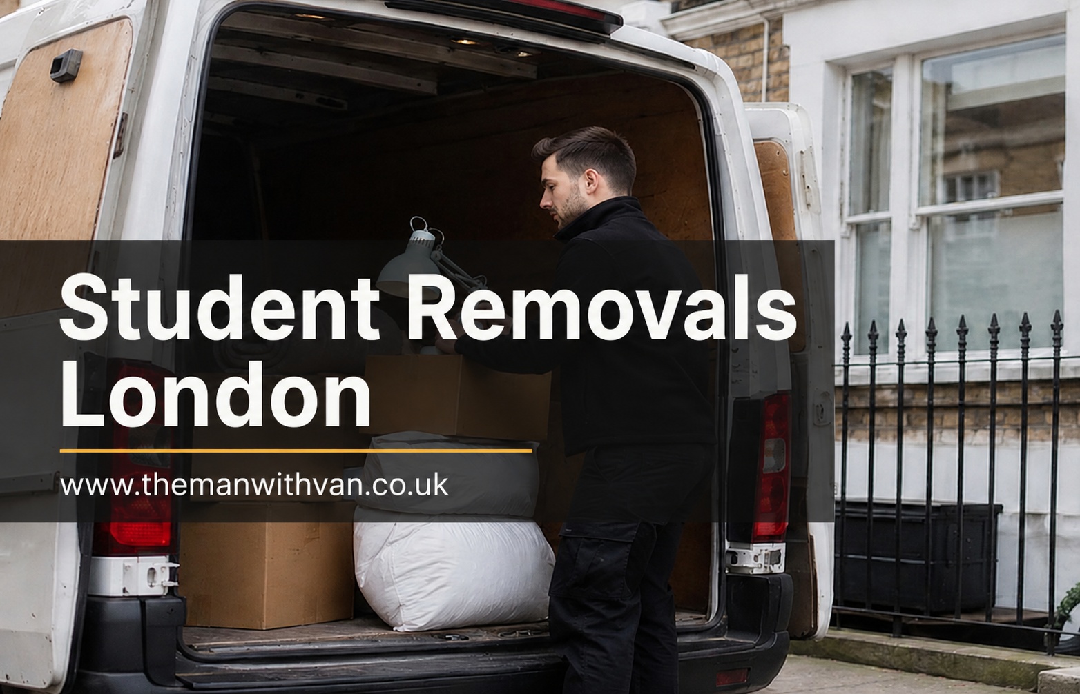 Small student load of boxes and bedding loaded into a van in London