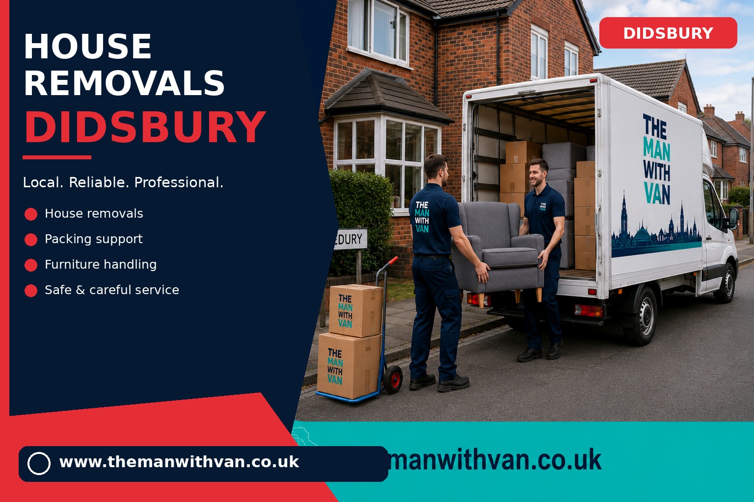 Movers carrying furniture during a Didsbury house removal