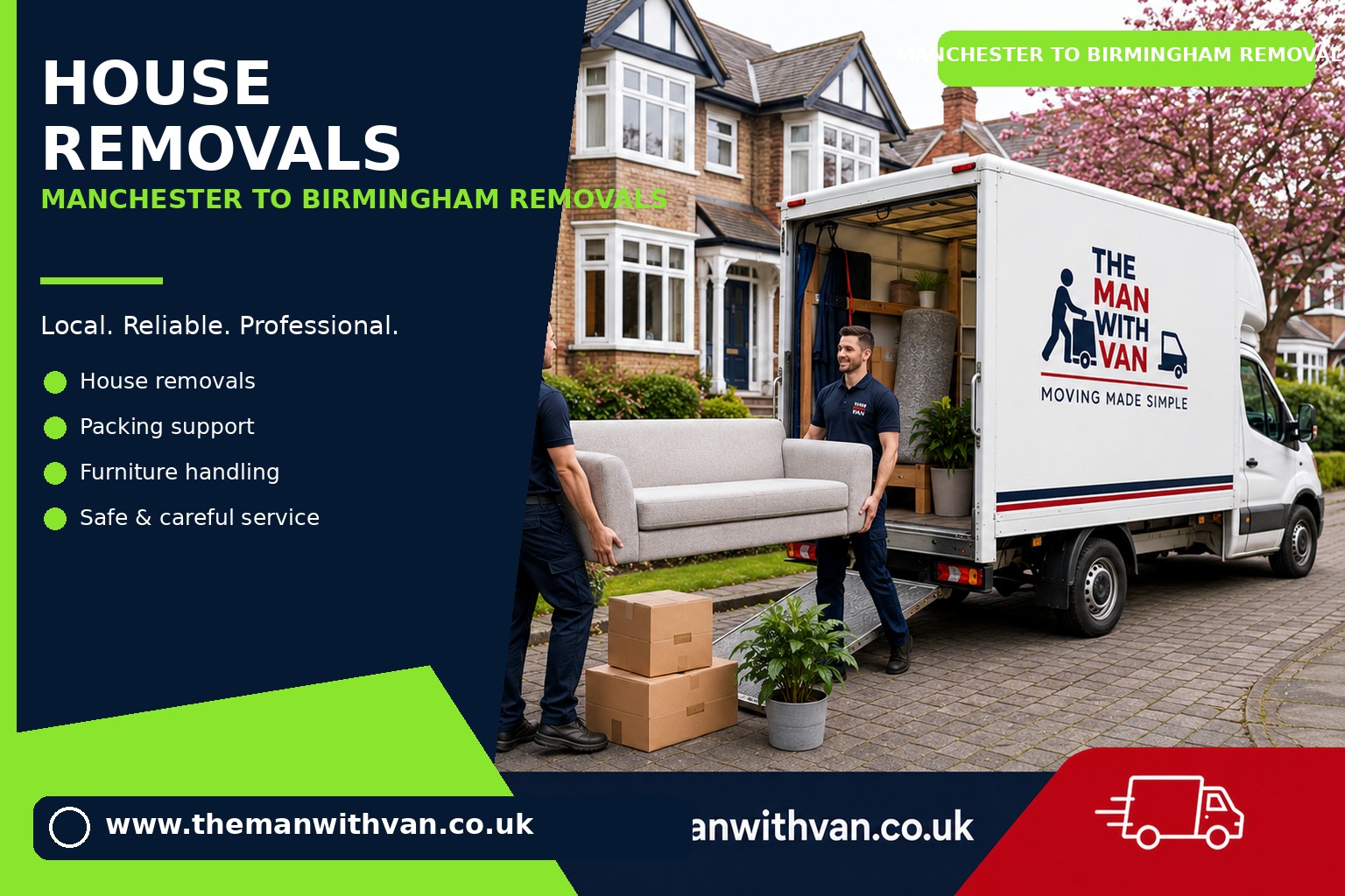 Van ready for a Manchester to Birmingham removal