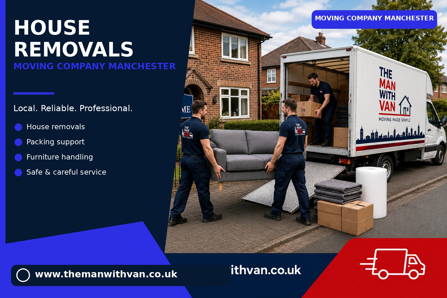Movers loading a van for a Manchester move