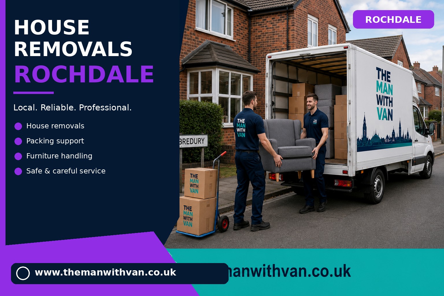Movers carrying furniture during a Rochdale house removal