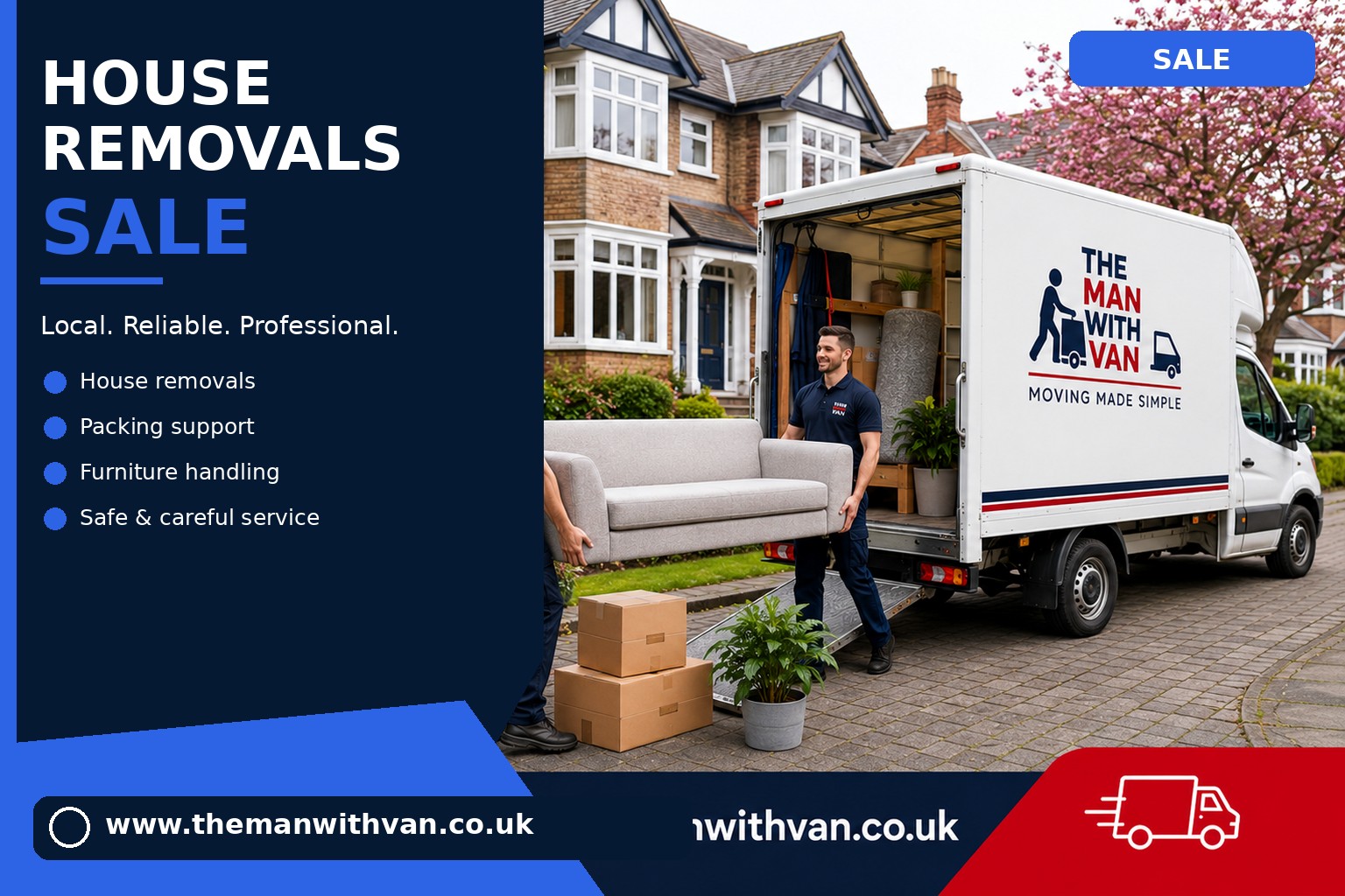 Movers carrying furniture during a Sale house removal